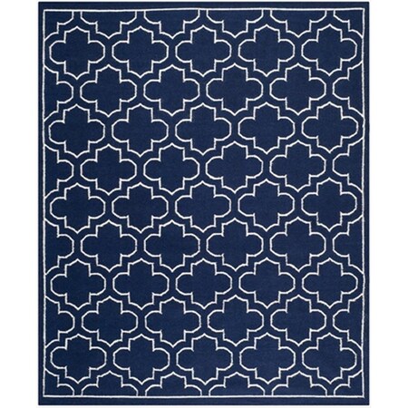 Safavieh 9 x 12 ft. Large Rectangle Contemporary Dhurries- Navy and Ivory- Flatweave Rug DHU625D-9